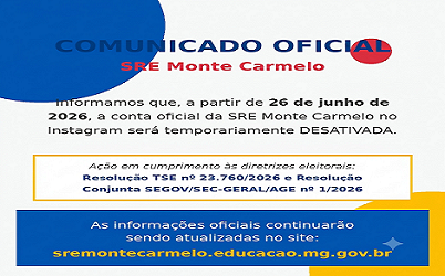 Desativação do Instagram da SRE Monte Camelo no período Eleitoral.